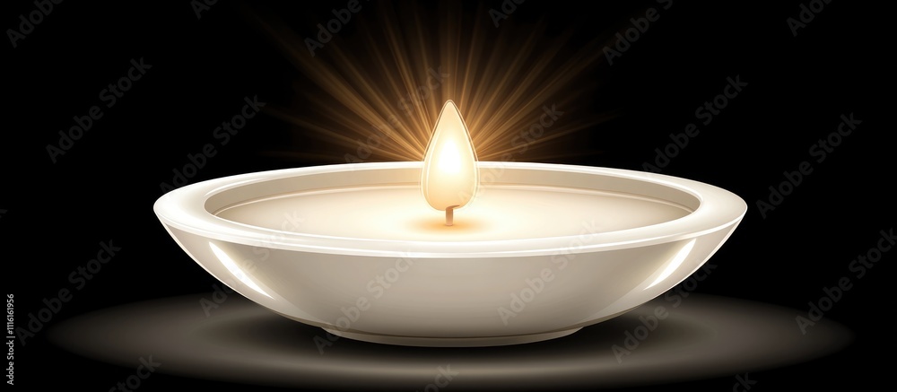 Aufkleber Elegant candle glowing softly in a dark setting creating a warm and inviting atmosphere for relaxation and serenity