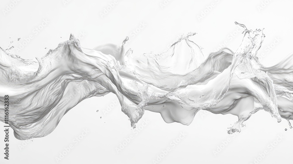 Poster Abstract splash of water waves on a light background with bubbles and smooth textures ideal for nature or wellness concepts