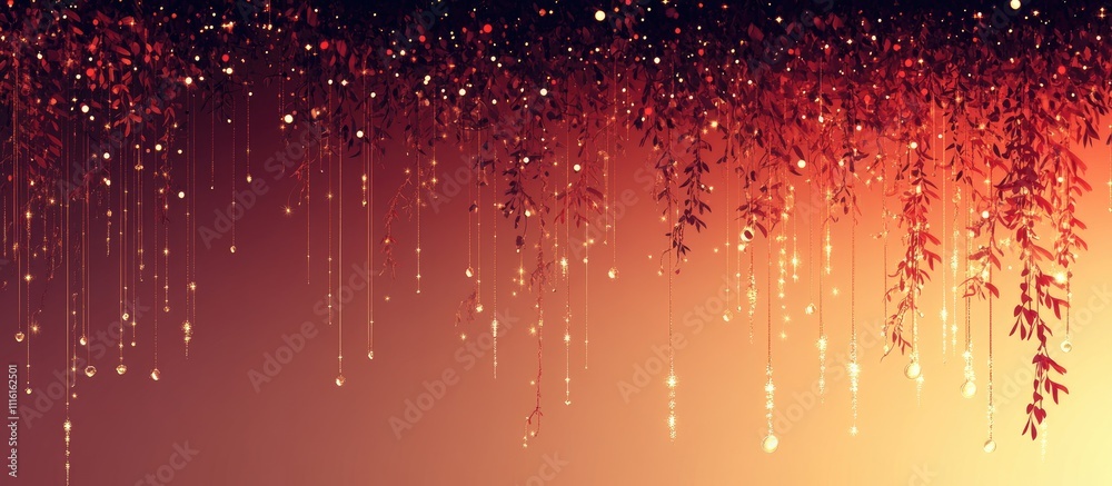 Leinwandbilder Elegant red gradient backdrop with shimmering silver and gold embellishments creating a festive atmosphere for text placement
