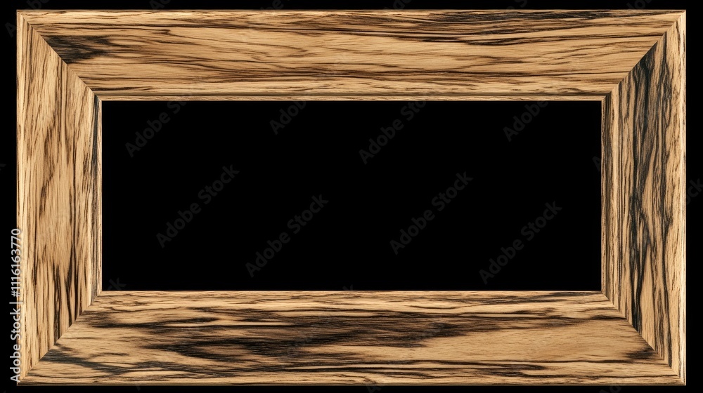 Poster Rustic wooden frame with intricate grain details displayed on a solid black background for artistic and decorative use.