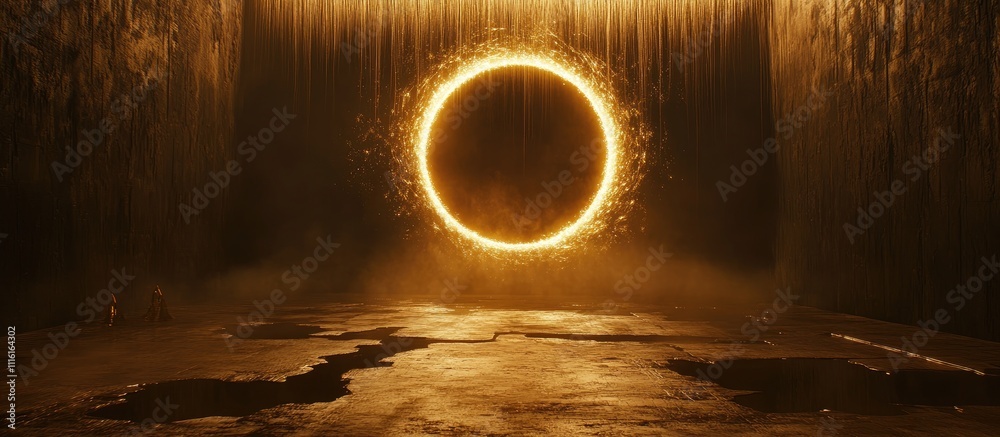 Aufkleber fireworks exploding within a luminous circular framework against a dark atmospheric backdrop creatin