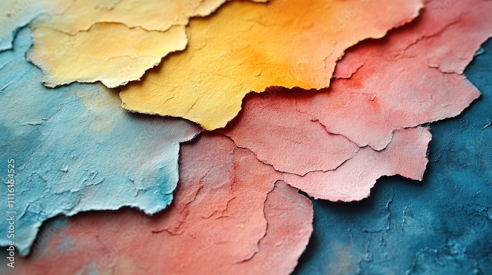 Poster abstract colorful textured paper layers with a blurred effect creating a vibrant artistic background