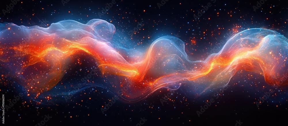 Aufkleber cosmic waves of bright colors in deep space with stars and nebula effects