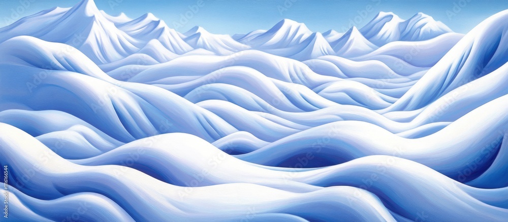 Aufkleber Winter landscape with smooth undulating snowdrifts capturing the interplay of light and shadow in a serene snowy mountain setting