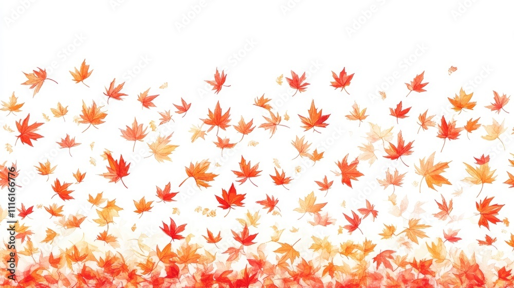 Aufkleber Autumn foliage background with colorful maple leaves in shades of yellow and red creating a serene falling leaves scene for seasonal designs