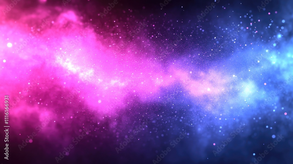 Poster vibrant abstract cosmic bokeh background featuring pink and blue hues with luminous particles ideal 