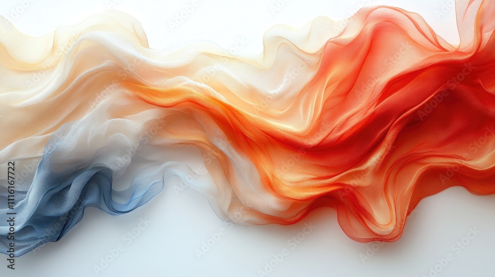Poster Colorful silk fabric flowing in waves with soft gradients and space for text. Ideal for backgrounds or design elements in creative projects.