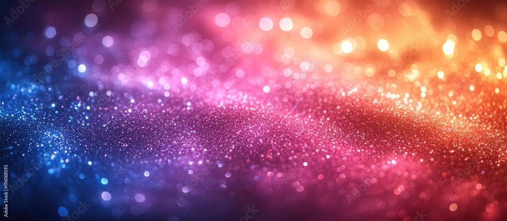Poster Multicolored glitter lights backdrop with holiday bokeh effect creating a mesmerizing out of focus illumination for festive occasions