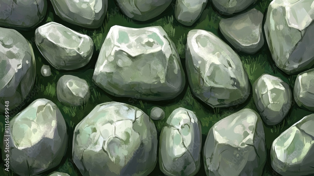 Poster textured stone surface with green grass for natural backgrounds or design projects in illustrations 