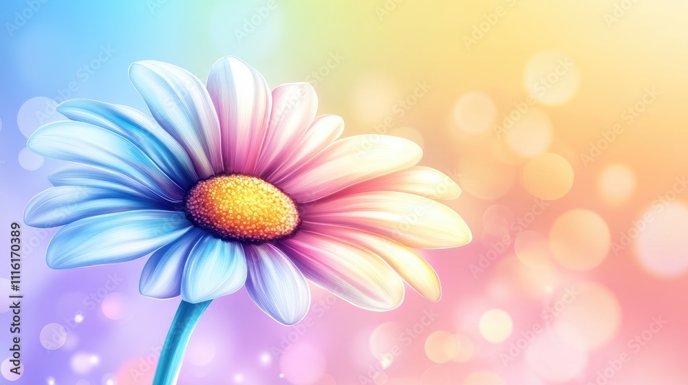 Poster vibrant abstract flower with soft pastel colors and bokeh effect creating a dreamy and serene nature