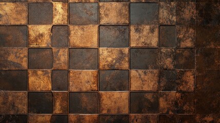 Rustic checkered steel plate background with a rusty grunge texture for industrial and vintage design themes
