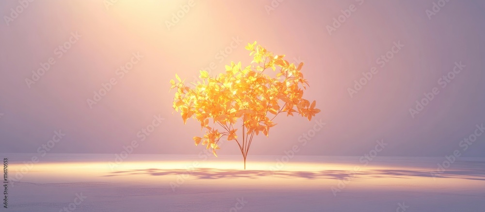 Poster Vibrant yellow flowers in an elegant vase casting soft shadows in a serene setting with ample space for text or design elements