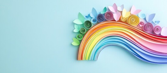 Obraz premium DIY Rainbow Craft Tutorial with Colored Paper and Decorative Flowers for Creative Projects