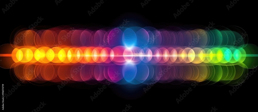 Poster Colorful abstract bokeh lights in a defocused pattern creating a festive mood for holiday celebrations and events