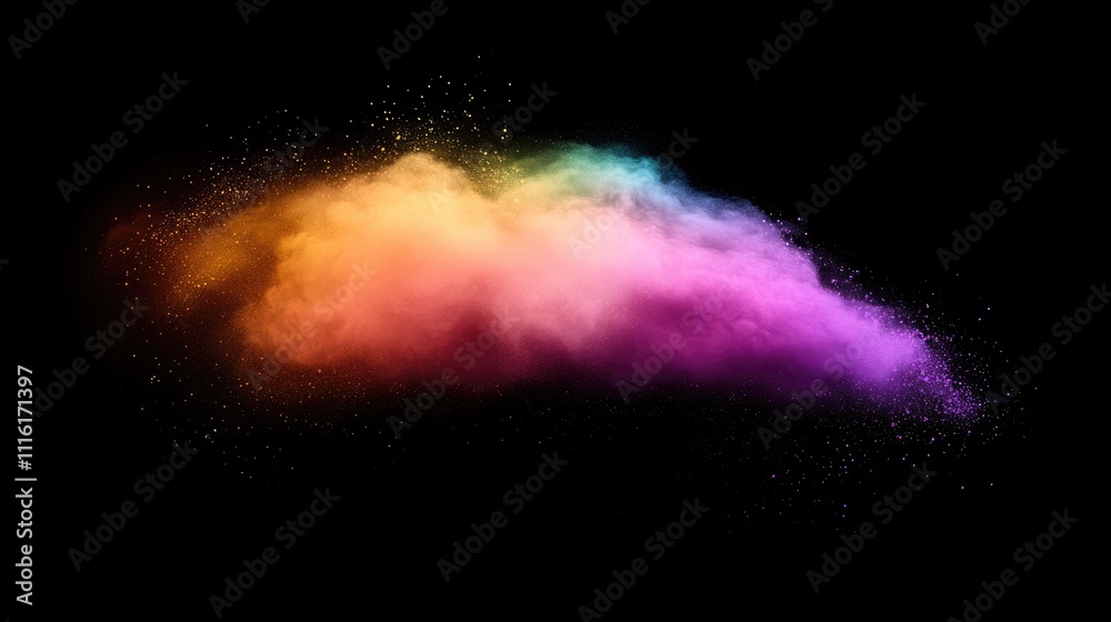 Poster colorful powder explosion on a dark background showcasing vibrant hues creating an abstract artistic