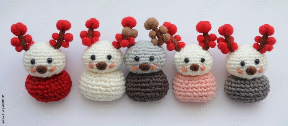 Poster handmade charming reindeer pom pom gift boxes arranged in a delightful flat lay showcasing festive c