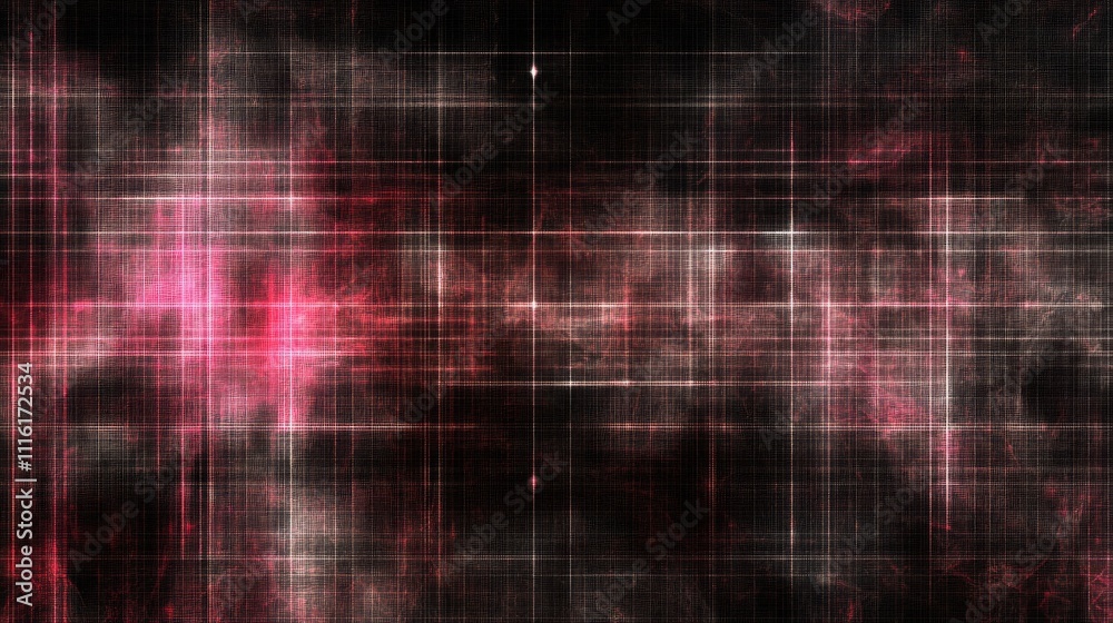 Poster abstract digital background with network connection overlay in dynamic pink and black hues for techn