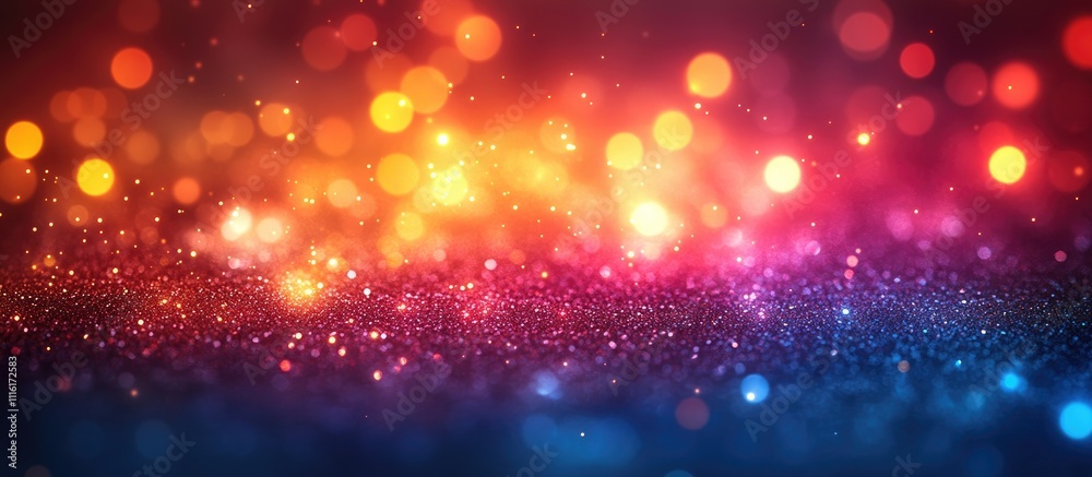 Aufkleber Colorful blurred bokeh background with glowing Christmas lights in warm hues creating a festive and abstract atmosphere for holiday designs