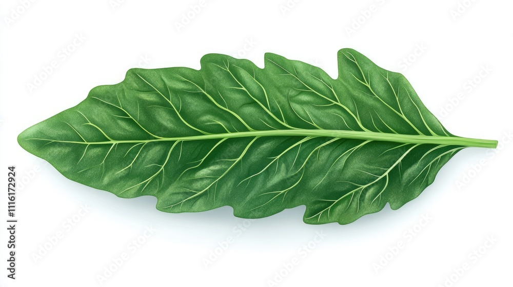 Poster fresh vibrant arugula leaf isolated on white background showcasing its lush green texture and detail