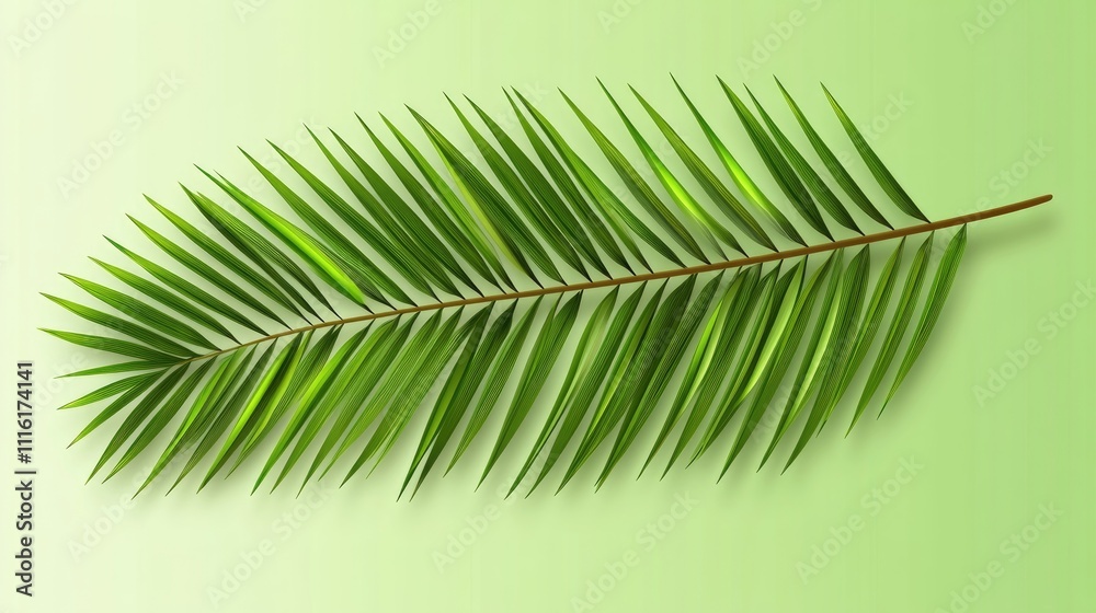 Poster tropical palm leaf isolated on green background showcasing vibrant foliage in natural design element