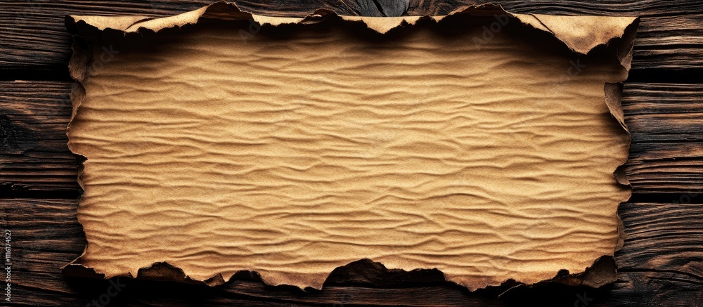 Aufkleber vintage decorative paper sheet with aged texture on rustic wooden background for creative design and
