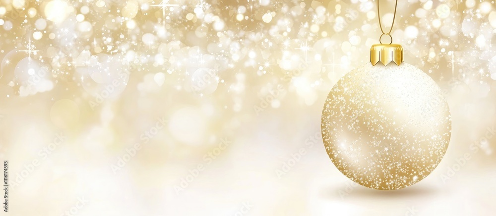 Aufkleber elegant golden christmas ornament with a sparkling background and blank space for festive messages o