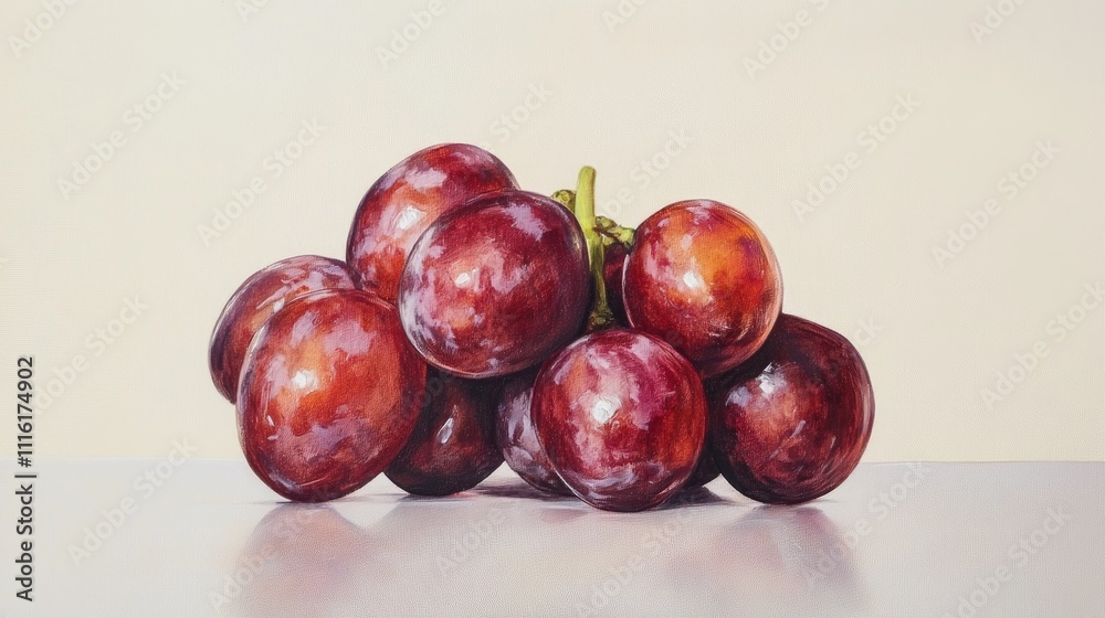 Poster freshly harvested red grapes displayed against a soft white background highlighting their rich color