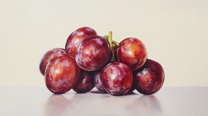Obraz premium Freshly harvested red grapes displayed against a soft white background highlighting their rich color and natural shine.