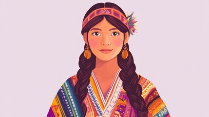 Fototapeta premium Portrait of a woman in colorful traditional clothing.