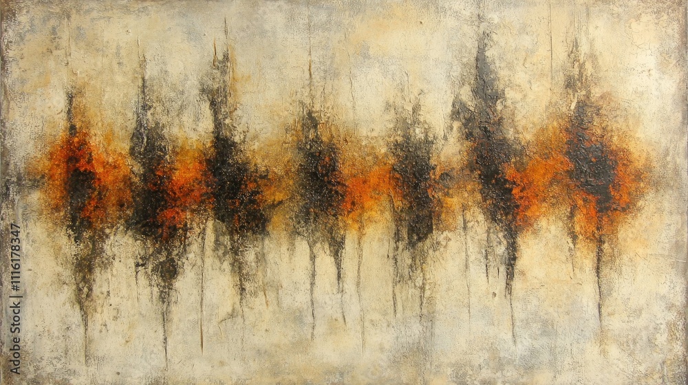 Poster abstract textured background with rusty stains and weathered concrete appearance in faded earthy ton