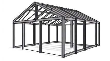 Steel structure workshop blueprint illustration showcasing an open-frame design for industrial construction projects.