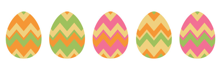 Set of Easter eggs with decorative elements. Vector isolated collection with cute holiday eggs for spring design and Easter.