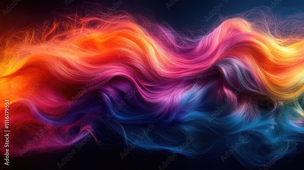 Aufkleber vibrant abstract background of colorful soft hair locks blending in a mesmerizing wave of colors