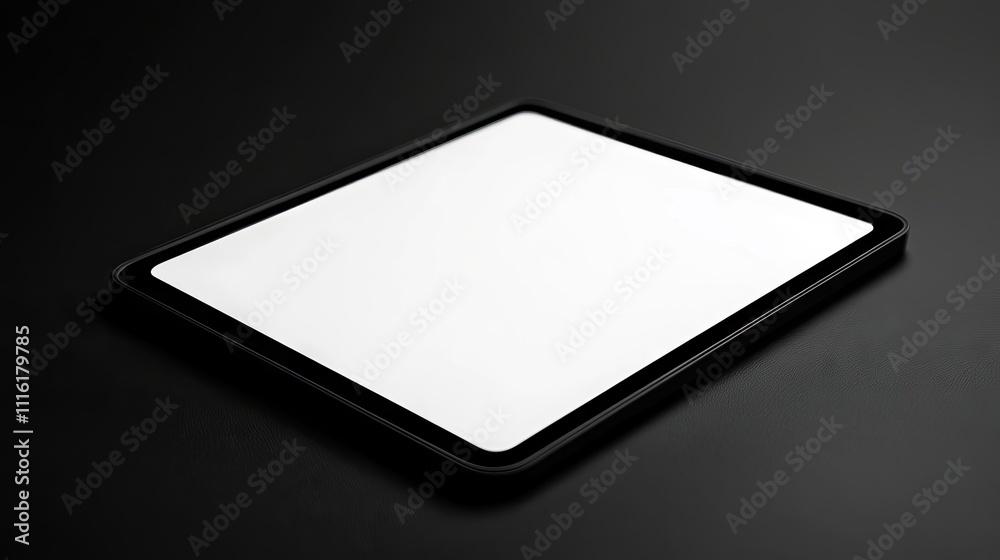 Fototapete white leather tablet designed for nft presentations set against a black background, perfect for your