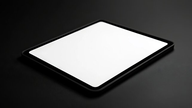 White leather tablet designed for NFT presentations set against a black background, perfect for your graphics and creative projects. The tablet offers ample space for text and visuals.