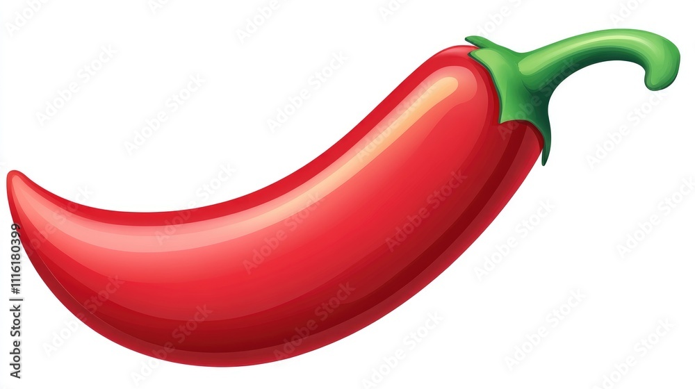 Aufkleber vibrant red chili pepper illustration on a clean white background showcasing its glossy texture and 