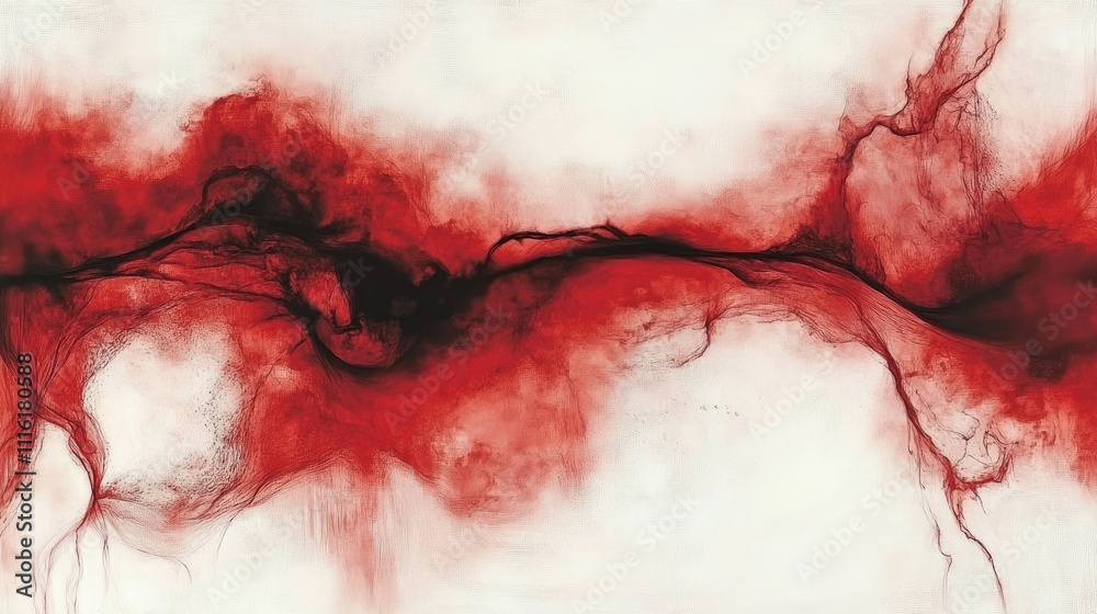 Aufkleber Abstract red fluid flowing with dynamic lines creating an artistic representation of prolonged exposure effects in photography.