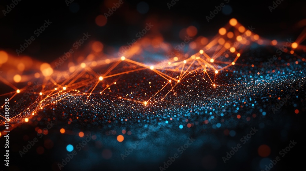 Fototapete abstract online data storage representation through illuminated digital web connections showcasing t