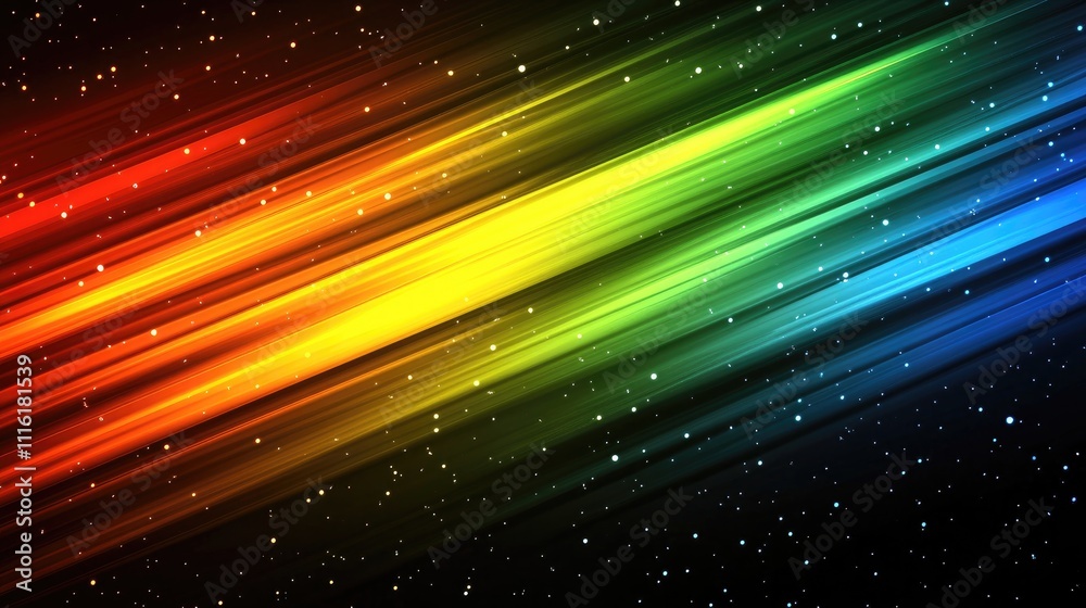 Poster colorful blurred light streaks on a dark background creating an abstract vibrant design suitable for