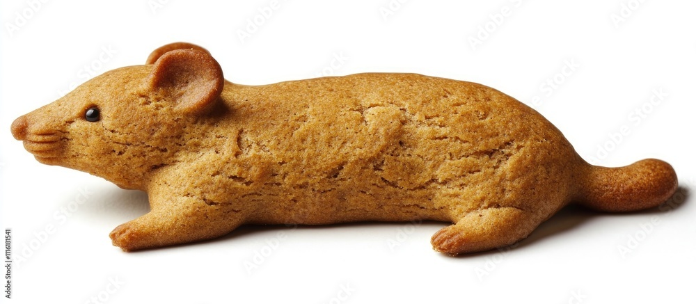 Poster gingerbread mouse shaped cookie on white background capturing festive baking creativity and holiday 