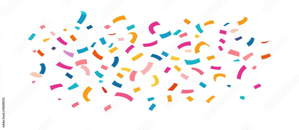 Poster colorful abstract confetti burst in a flat design style on a clean white background for a festive an