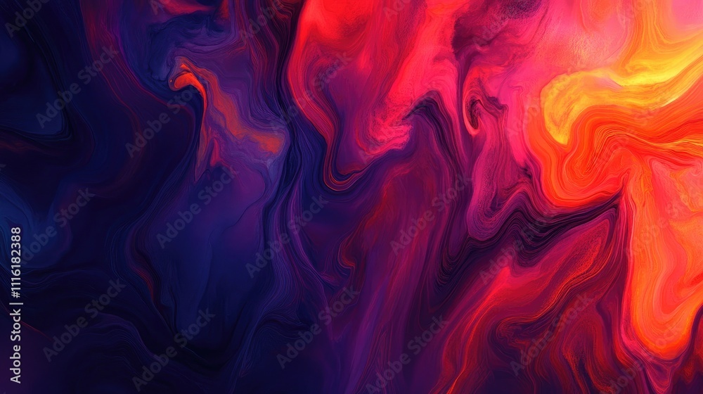Leinwandbilder Abstract colorful gradient background with fluid shapes in vibrant hues for creative design and text placement in dark evening ambiance