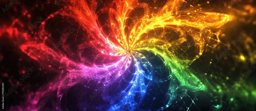 Aufkleber colorful swirling fractal design creating a vibrant abstract background with a dynamic rainbow patte
