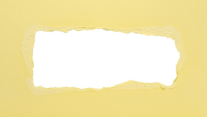 Yellow torn paper or cardboard message backdrop with rough edges and blank copy space for text in the middle, png template on transparent background design element