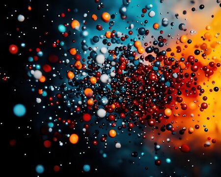 Abstract depiction of entropy increase, chaotic particles and energy, Thermodynamic Entropy, Statistical Mechanics