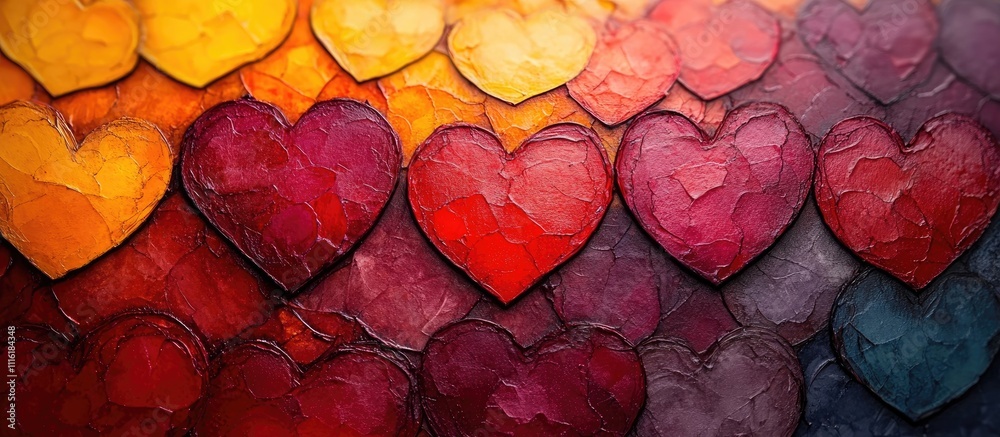 Aufkleber colorful heart pattern for textile and wallpaper design with vibrant hues and textured elements crea