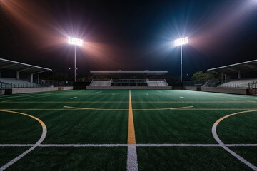 Obraz premium Atmospheric Lighting Over a Deserted Lacrosse Field Arena