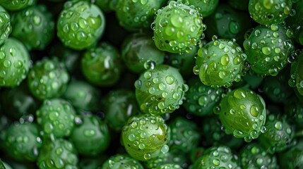 Close-up of Green Grapes with Dew Drops