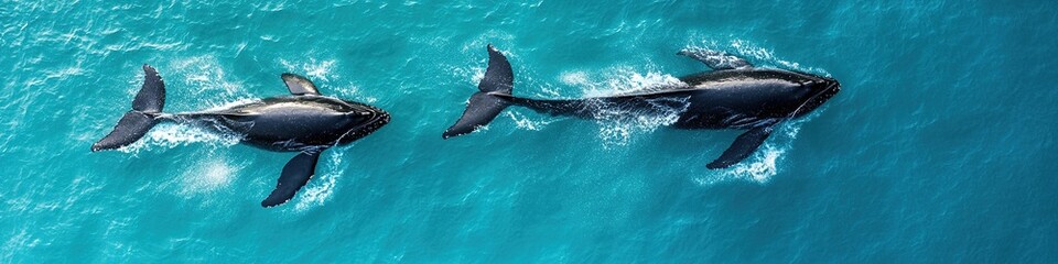 an aerial view of the turbulent ocean, featuring whales leaping gracefully through the waves, combined with design elements that create a stunning AI-generated wallpaper, capturing the beauty and dyna