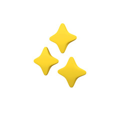 Yellow sparkle isolated 3d render icon illustration